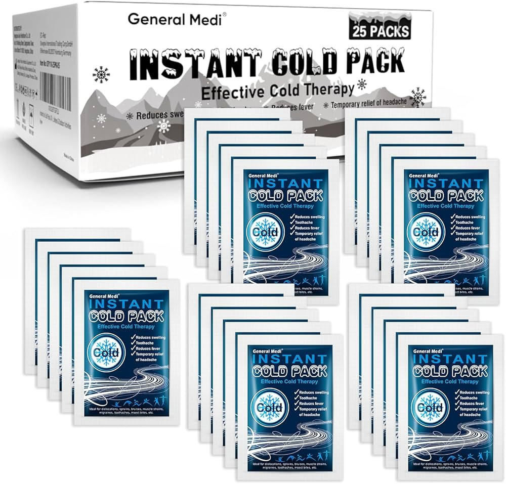 General Medi Instant Ice Cold Pack (4\u201dx 5.5\u201d) \u2013 25 Packs Disposable Cold Therapy I... | Amazon (US)