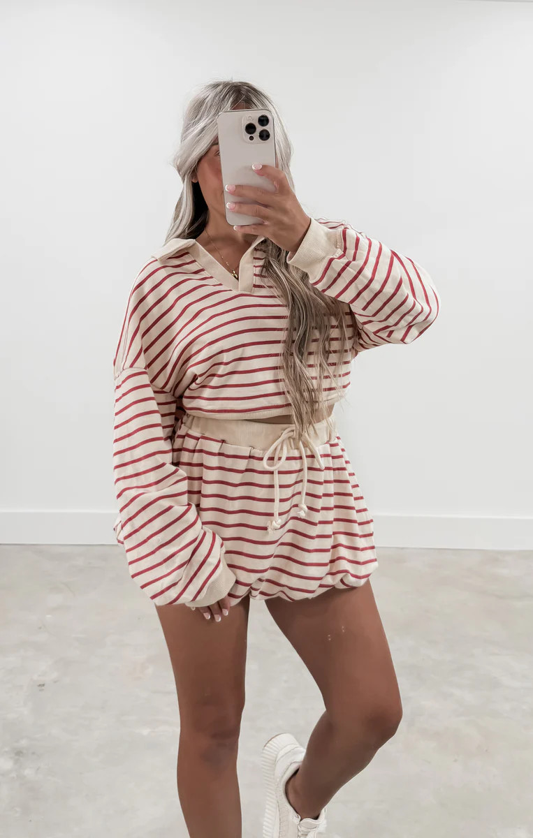 Daydream Believer Striped Sweatshirt + Bubble Mini Skirt Set | CK Squared Boutique