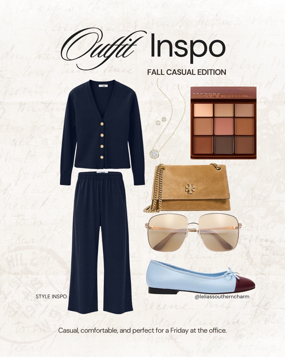 Loving this casual navy set from @Shopbop that I think would be perfect for a casual Friday at the office or your weekend uniform that will make you feel put together!