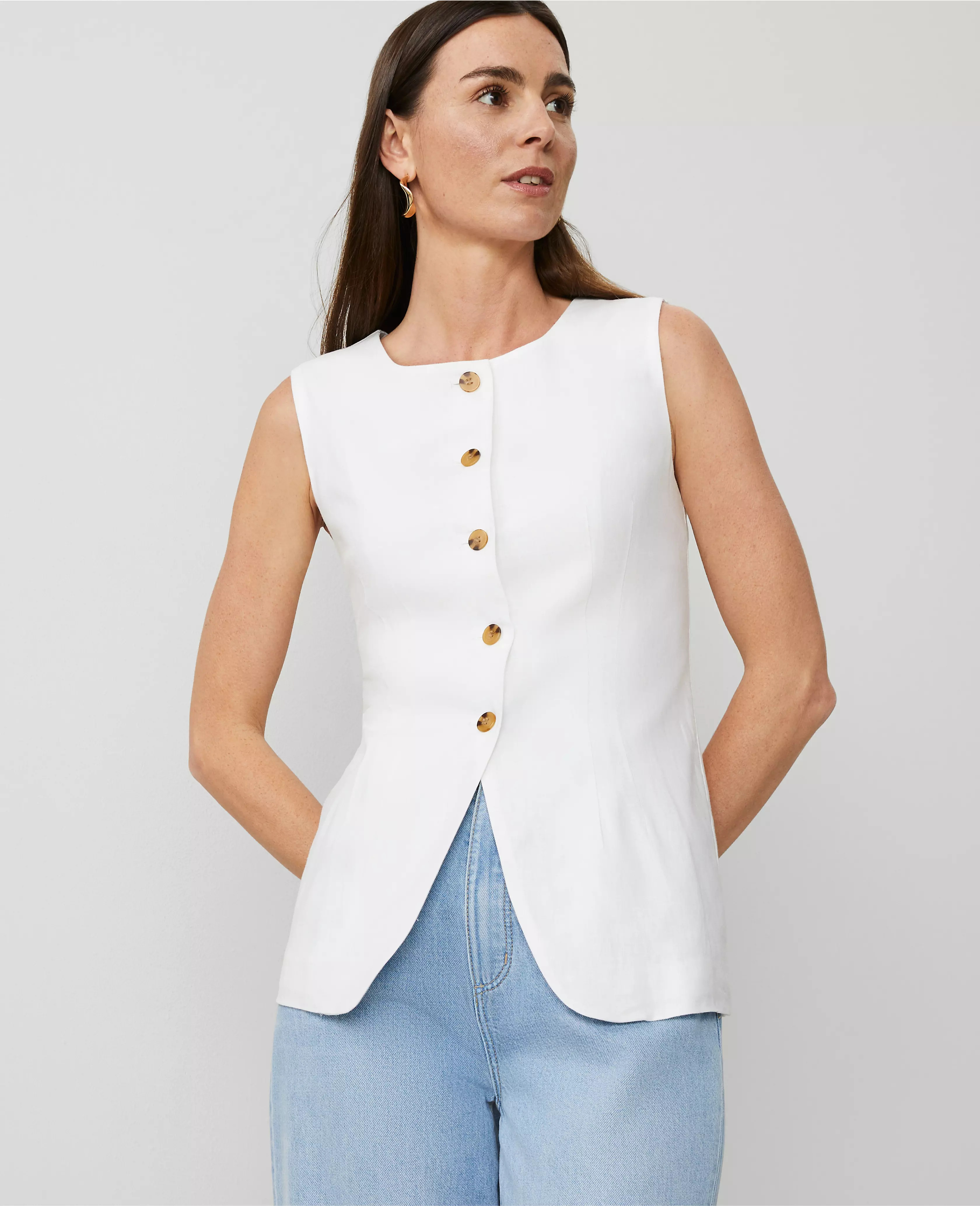 Linen-Blend Vest Top | Ann Taylor