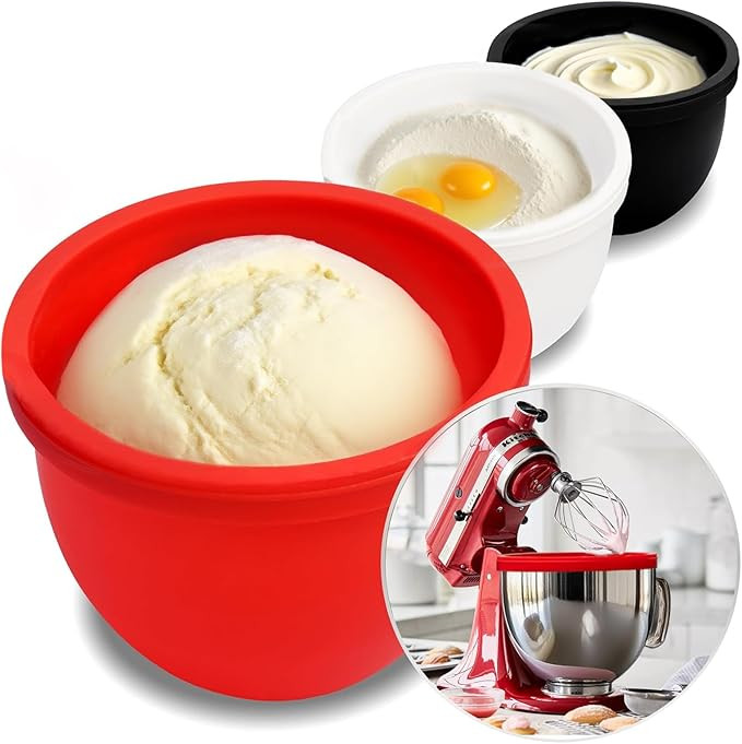 GuanQiao Silicone Bowl Liners for 5 Qt KitchenAid Mixers, 3 Liners with Lids | Amazon (US)