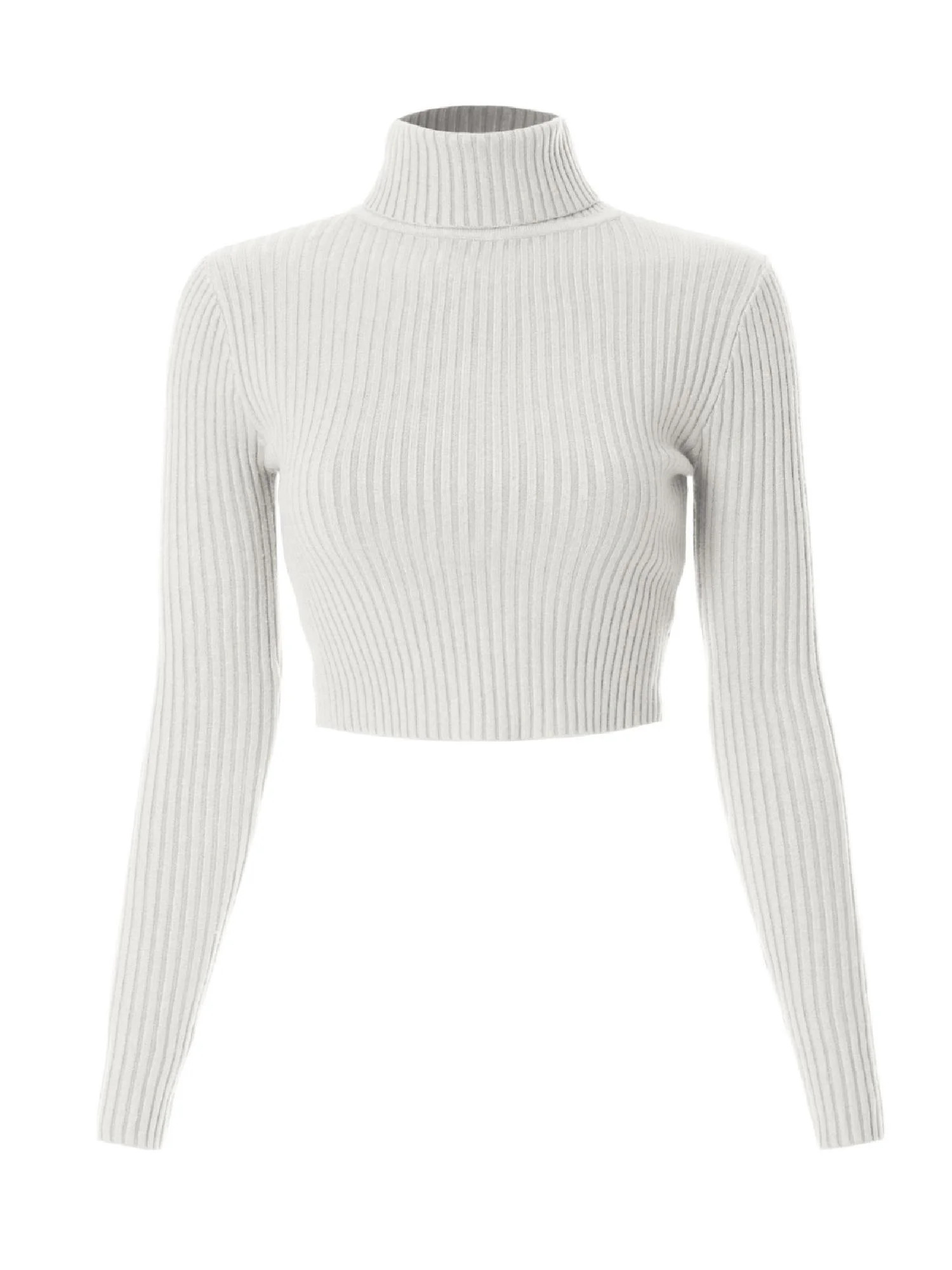 MixMatchy Women's Casual Solid Long Sleeve Ribbed Turtle Neck Cropped Sweater | Walmart (US)