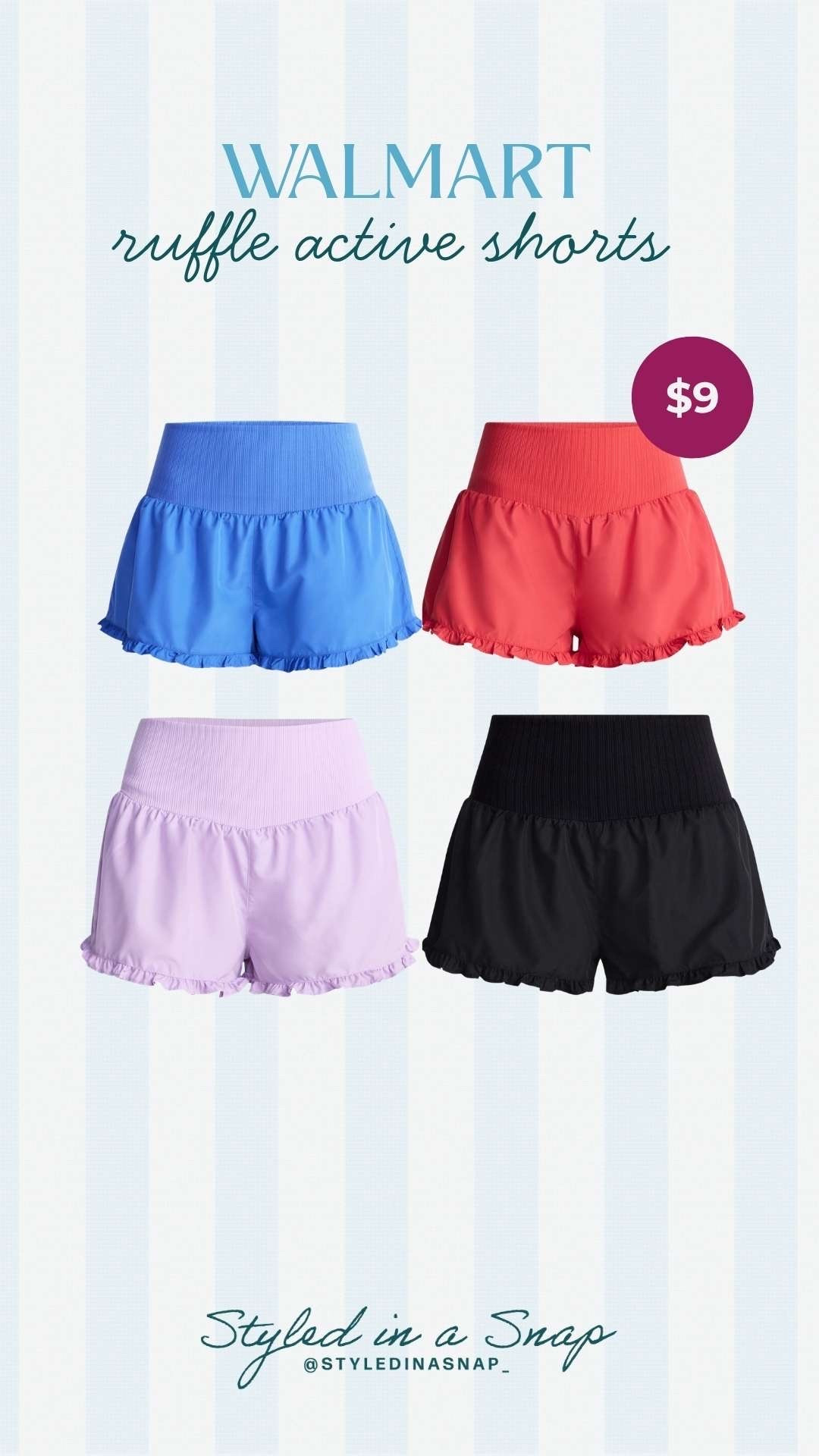The cutest nine dollar ruffle active shorts from Walmart!

#LTKSeasonal #LTKOver40