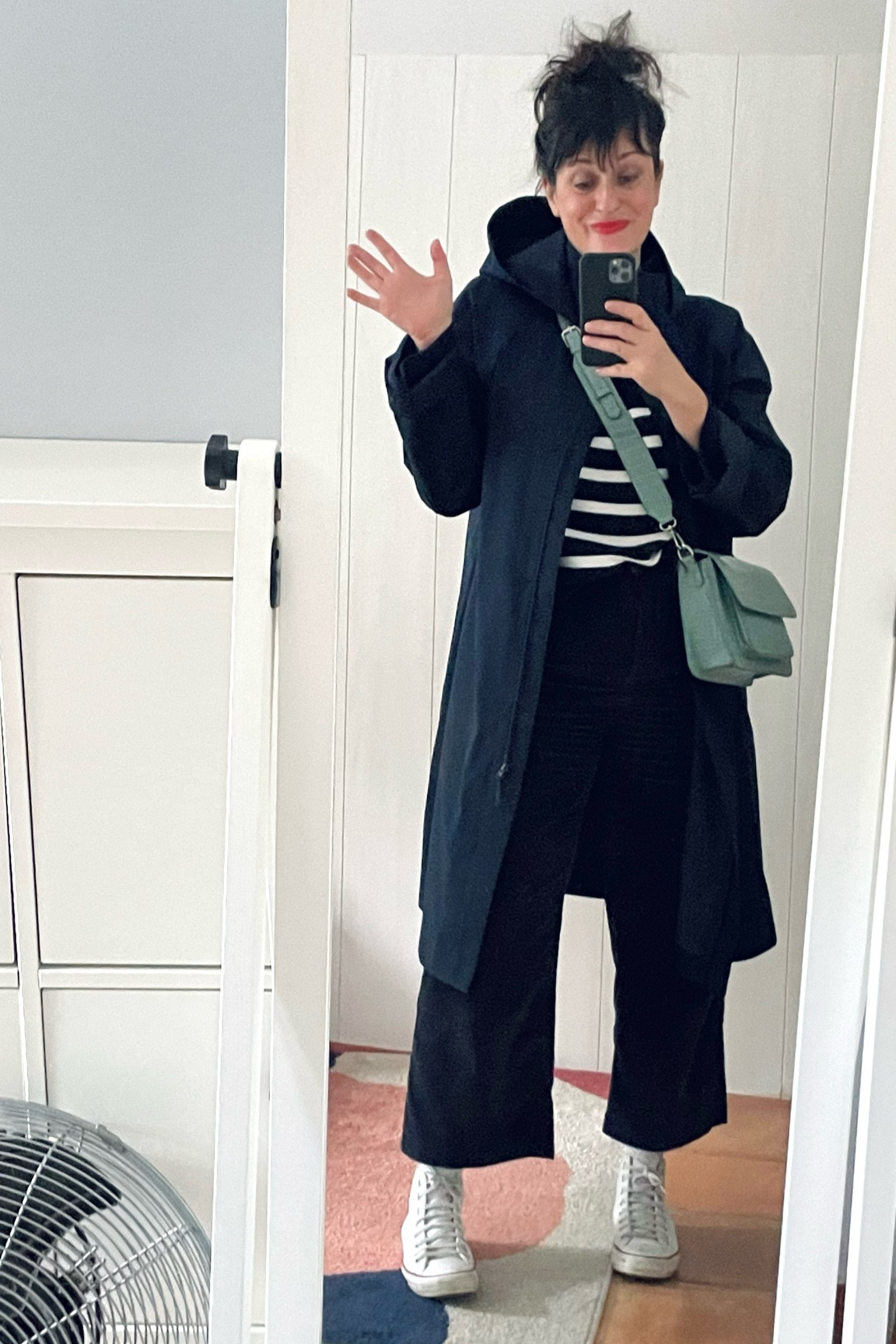 • Blocktech navy coat #uniqlo (linked)
• Striped breton navy jumper #uniqlo (linked)
• Mint green crossbody bag #hvisk
• Navy corduroy crop flare #monoprix (linked)
• White leather Chuck Taylor sneakers #converse (linked) 
• Poppy red lipbalm #labello (linked)

#LTKmidsize #LTKeurope #LTKfrance
