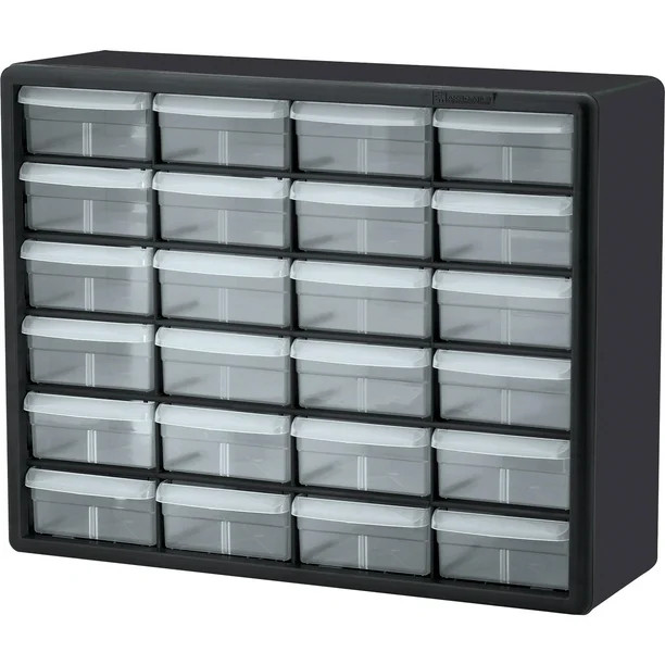 Akro-Mils 10124, 24 Drawer Storage Cabinet, Stackable, Hardware and Craft Organizer, Black Plasti... | Walmart (US)