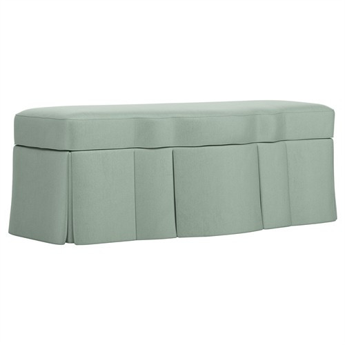 Cornell Aloe Performance Skirted Storage Bench | Kathy Kuo Home