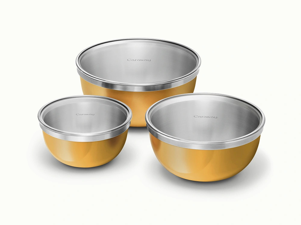 Mixing Bowl Set with Fitted Glass Lids | Non-Toxic Mixing Bowls | Caraway | Caraway