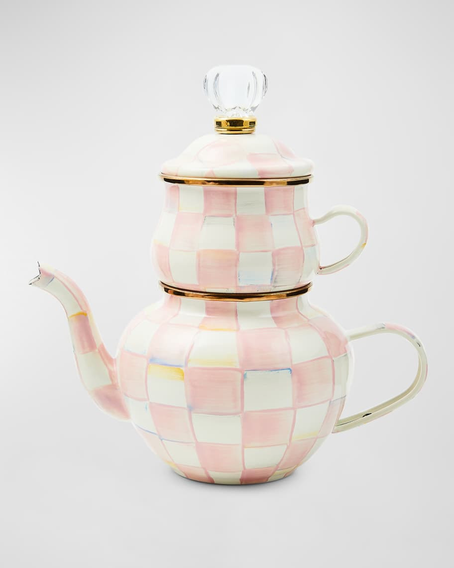 MacKenzie-Childs Rosy Check Enamel High Tea Set | Neiman Marcus