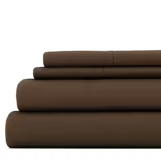Becky Cameron 4-Piece Chocolate Solid Microfiber King Sheet Set IEH-4PC-KING-CH - The Home Depot | The Home Depot