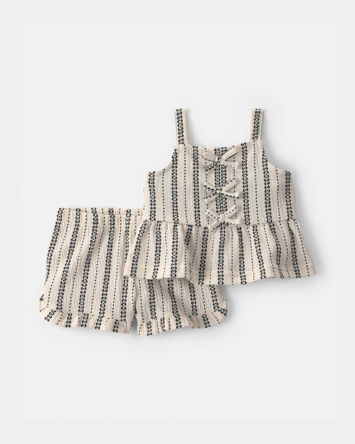 Baby Girl 2-Piece Striped Top & Short Set - Black/Ivory | Carter's | Carter's Inc