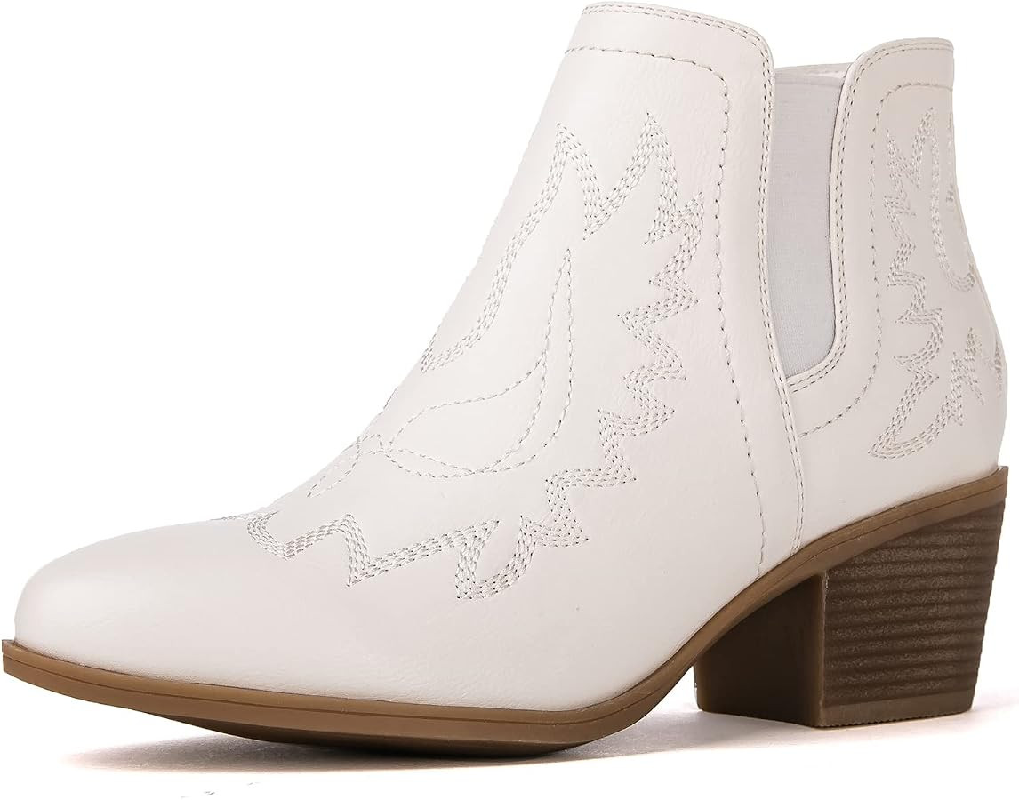 GLOBALWIN Women's Cowgirl Boots Pull On Ankle Booties | Amazon (US)