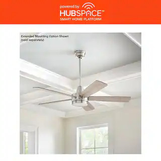 Hampton Bay Fanelee 54 in. White Color Changing LED Brushed Nickel Smart Ceiling Fan with Light K... | The Home Depot