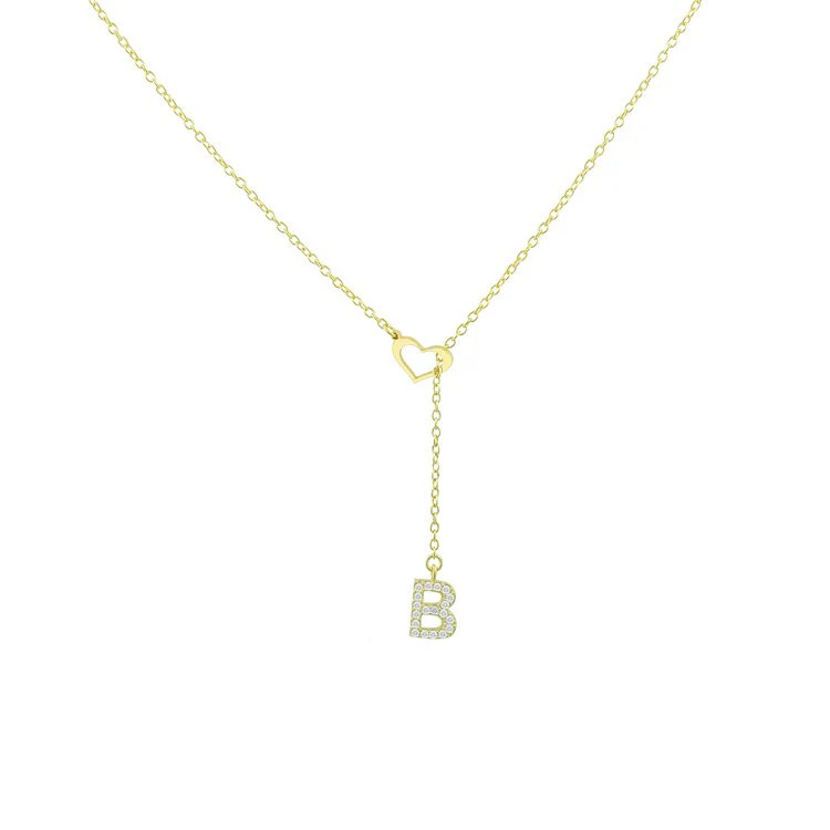 Heart Lariat Initial Necklace | The Sis Kiss