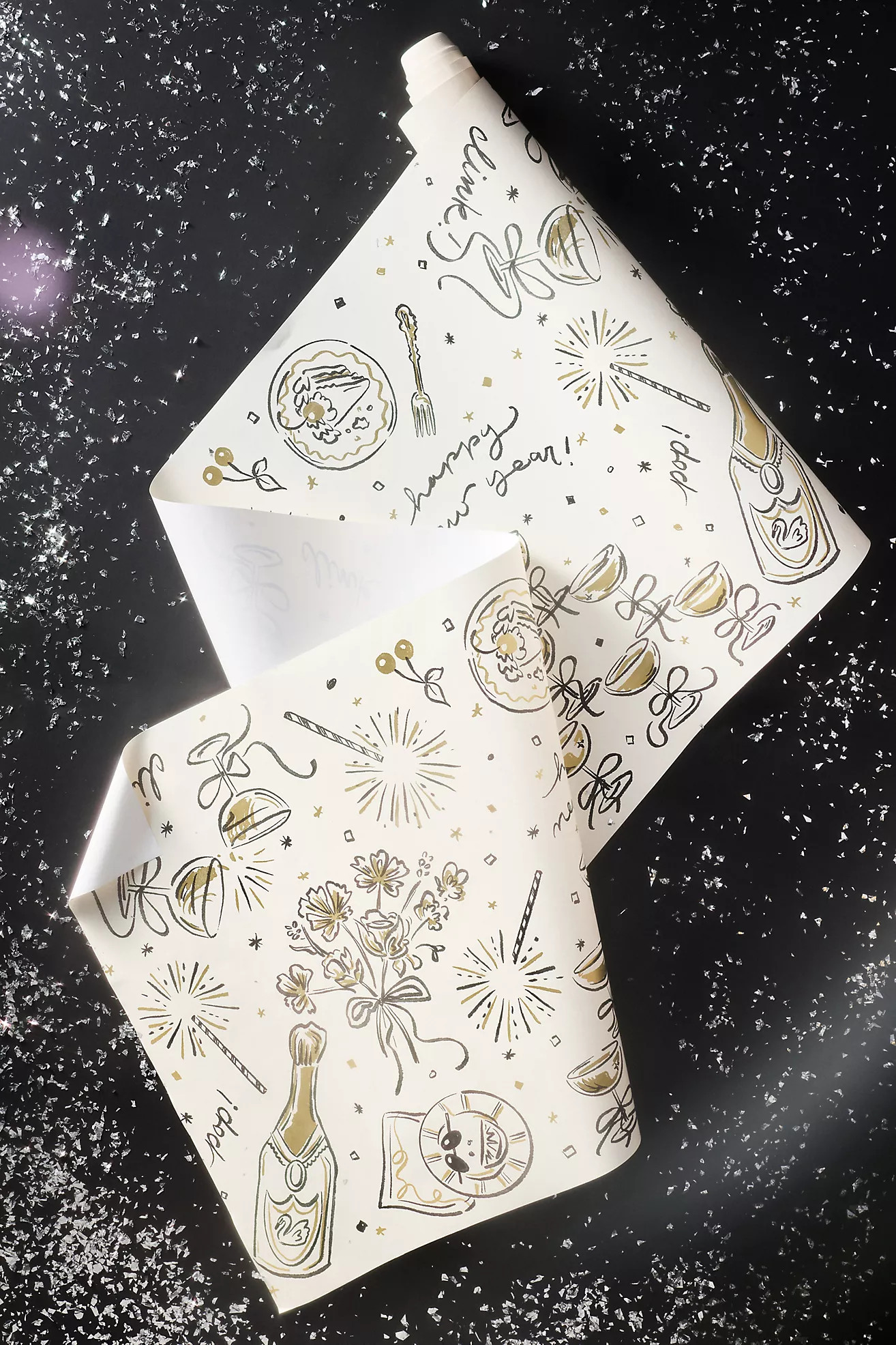 Hester & Cook x Anthropologie New Year's Eve Metallic Paper Table Runner | Anthropologie (US)