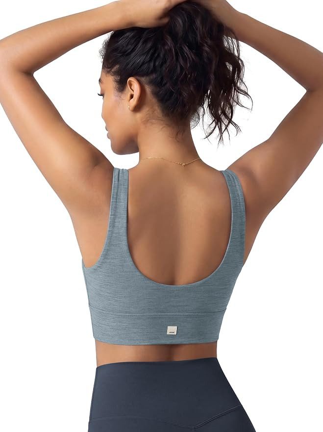 ODODOS Women's Longline U-Back Sports Bra, odSTRATUM Tech Ultra-Soft UPF 50+ V-Neck Yoga Crop Top... | Amazon (US)