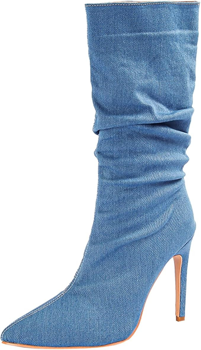 Over The Knee Boots for Women Leather Flat Stiletto Ankle Boots for Women Ladies Boot Fashion Rai... | Amazon (US)