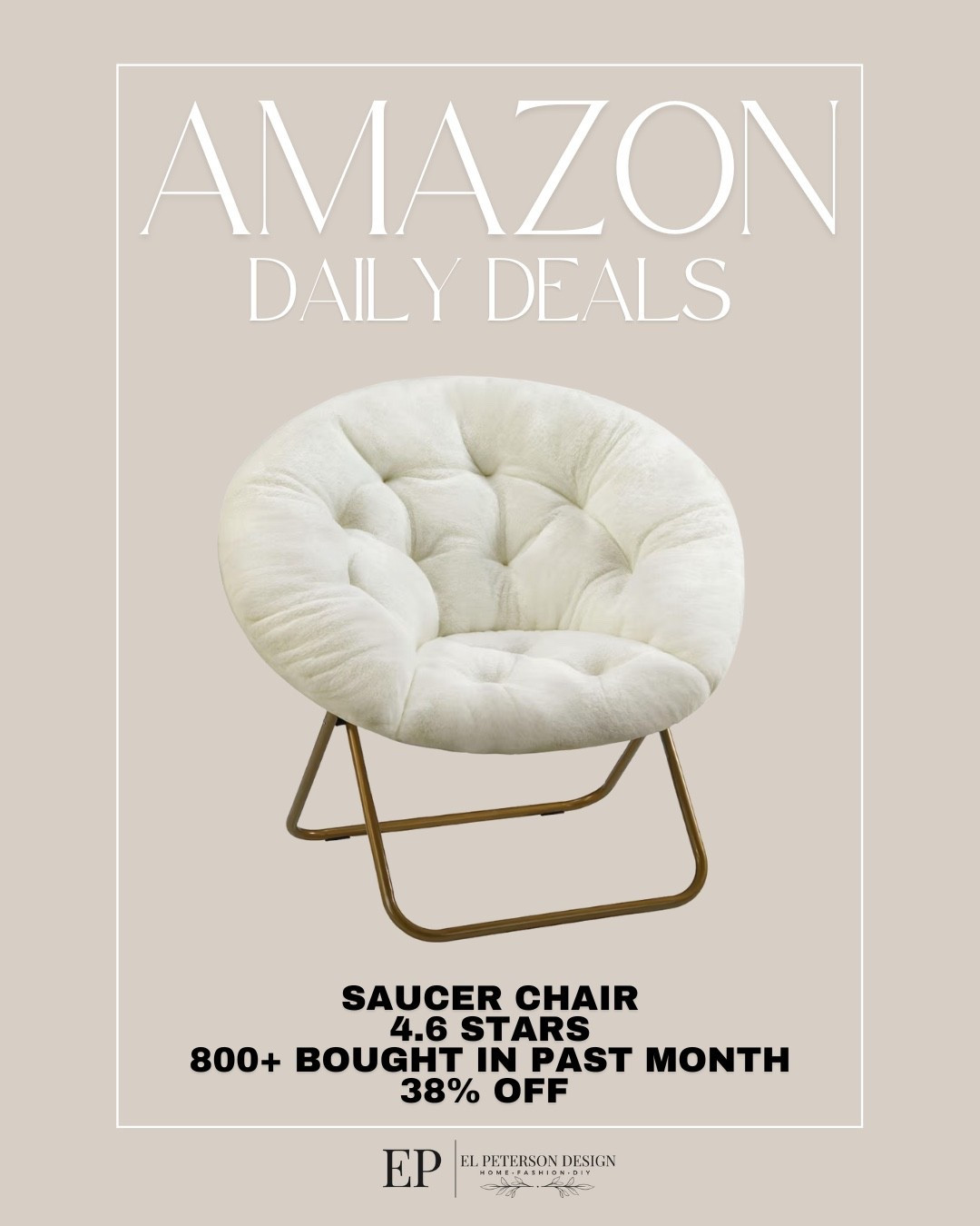 Amazon 
Daily Deal
Saucer chair 

#LTKSaleAlert #LTKHome