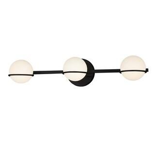 Justice Design Fusion Centric 23 in. 3-Light Matte Black Vanity Light Bar with Opal Glass Shade F... | The Home Depot