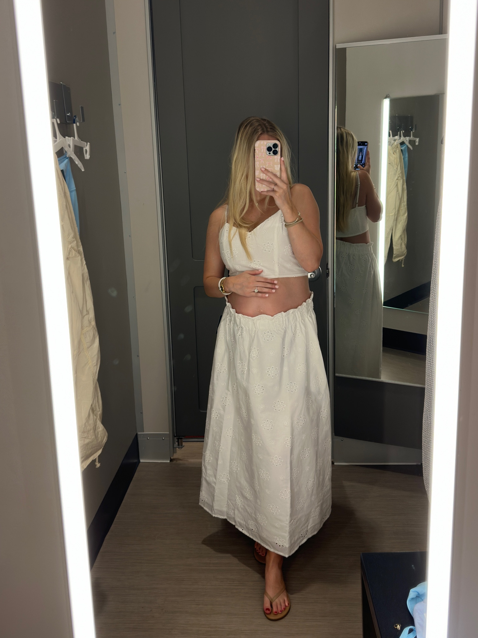 Love the eyelet detail- the skirt is large but needed a medium! Would be cute for beach pics!

#LTKBump #LTKFindsUnder100 #LTKBaby