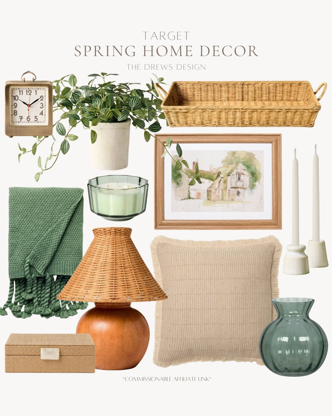 Target spring decor includes vase, throw pillows, table lamp, decorative box, throw blanket, candle, wall art, candle stick holder, tray, table clock, faux plant.

Home decor, spring home decor, home accents, looks for lesss

#LTKSeasonal #LTKHome #LTKvlog