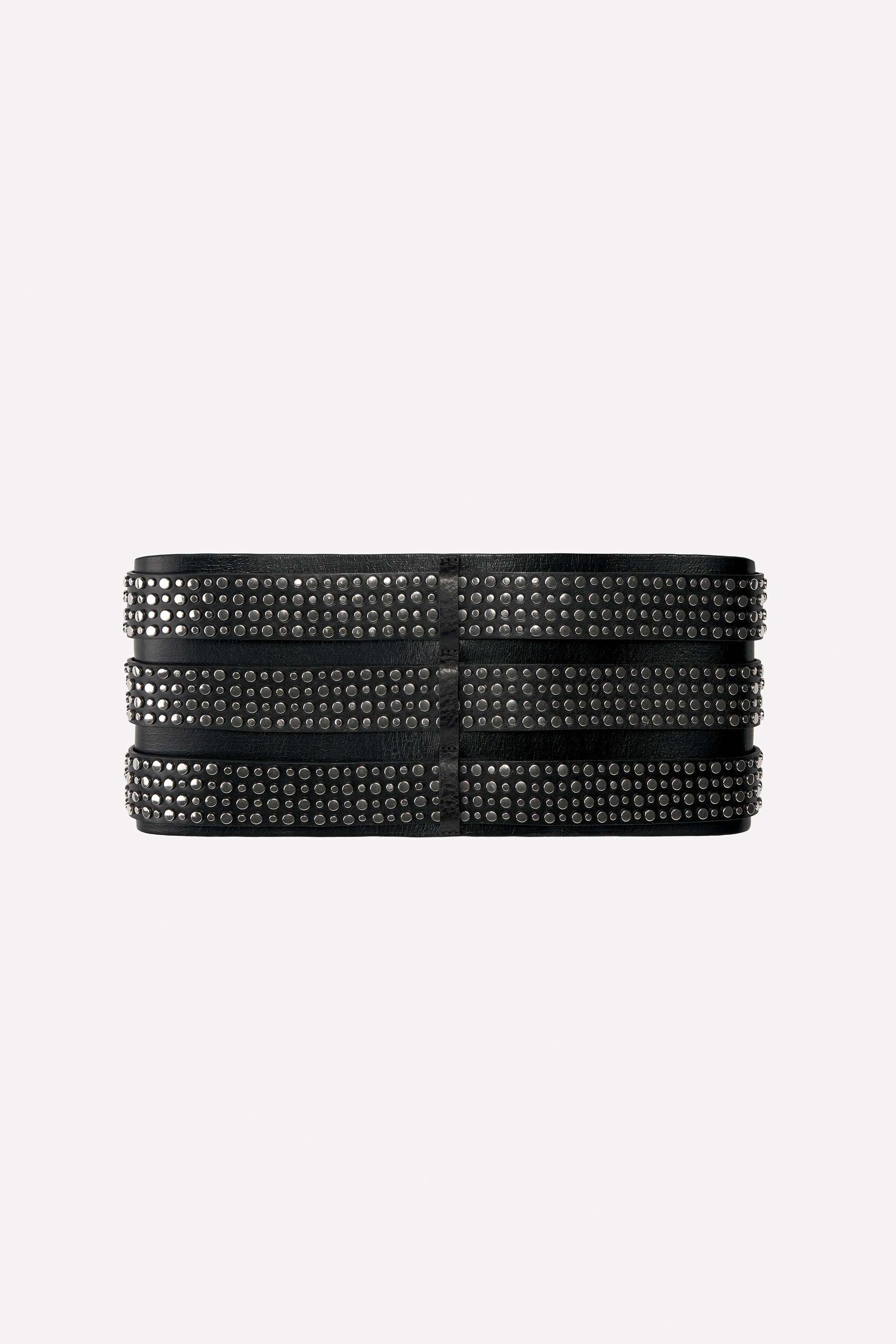 WIDE LEATHER BELT WITH STUDS LUDOVIC DE SAINT SERNIN x ZARA | Zara US