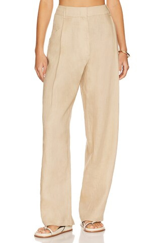 AEXAE Linen Highrise Trousers in Beige from Revolve.com | Revolve Clothing (Global)