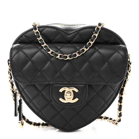 Lambskin Quilted CC In Love Heart Bag Black | FASHIONPHILE (US)