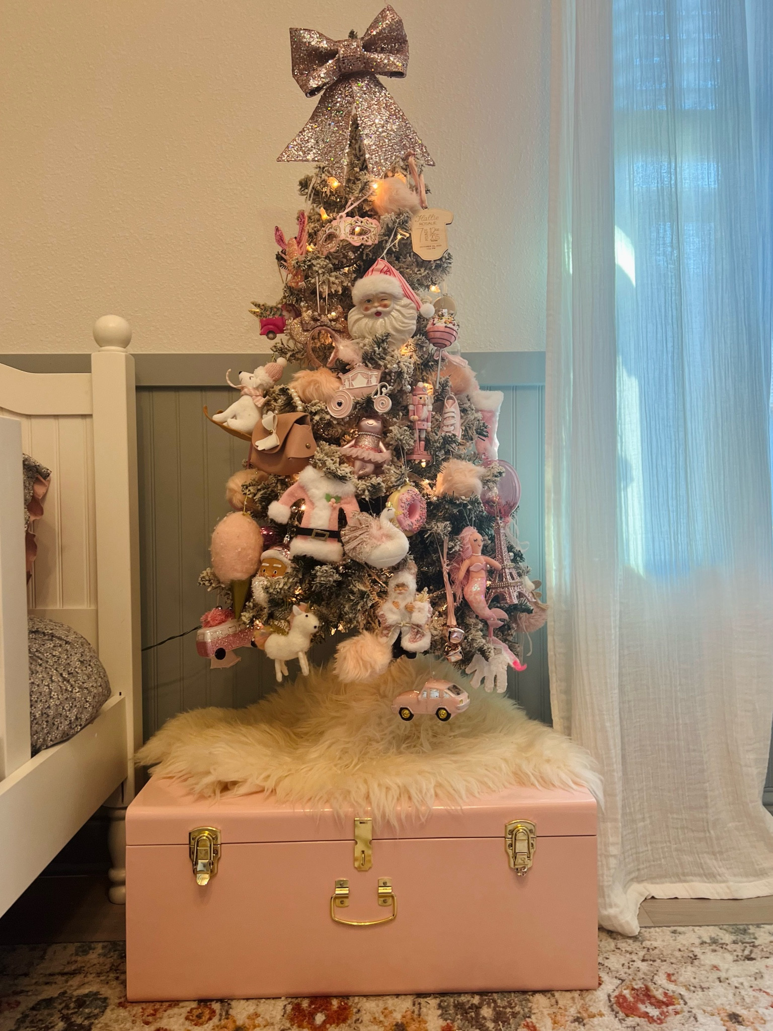 Flocked christmas tree with pink ornaments (most are from hobby lobby, walmart and target)🌲🎀
flocked christmas tree/ pink christmas/ pink ornaments/ baby girl christmas tree/ little girl christmas tree 

#LTKFamily #LTKKids #LTKBaby