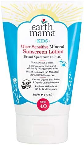 Uber-Sensitive Mineral Sunscreen Lotion SPF 40 by Earth Mama | Reef Safe, Non-Nano Zinc, Contains... | Amazon (US)