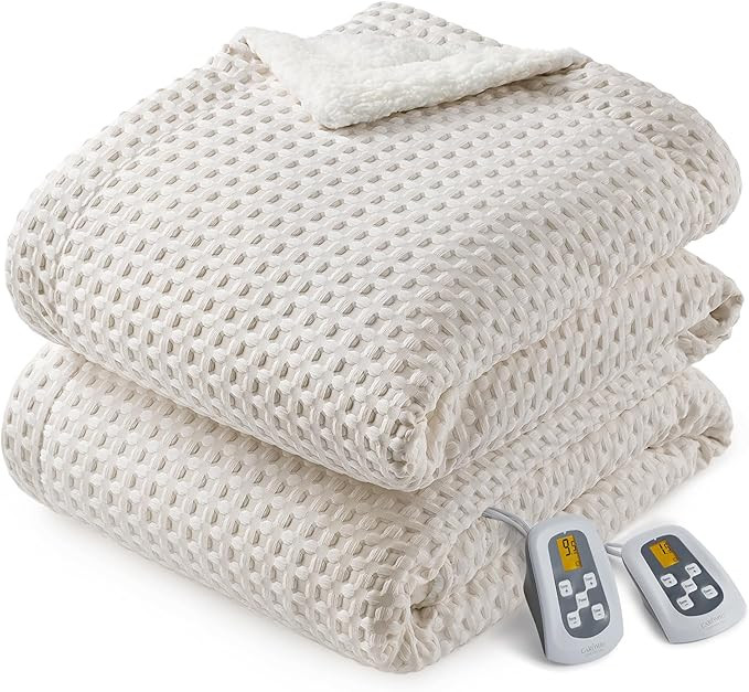 CAROMIO Heated Blanket Queen Size with LCD Dual Controller, Waffle Weave Fast Heating Electric Bl... | Amazon (US)