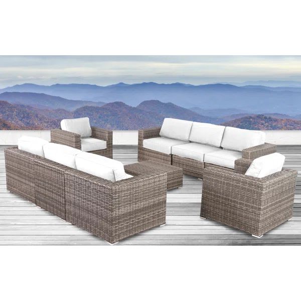 Lazaro 9 Piece Sectional Seating Group with Sunbrella Cushions | Wayfair Professional