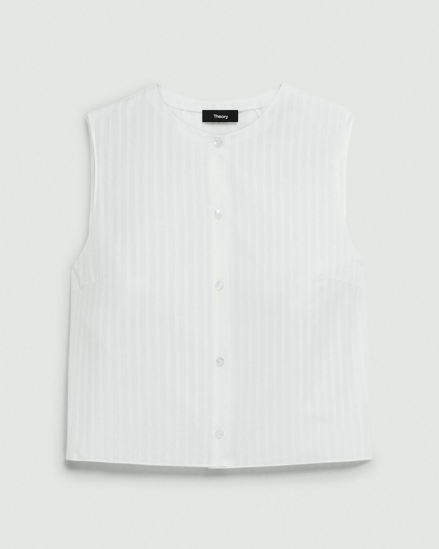Button-Up Shell Top in Linear Cotton | Theory