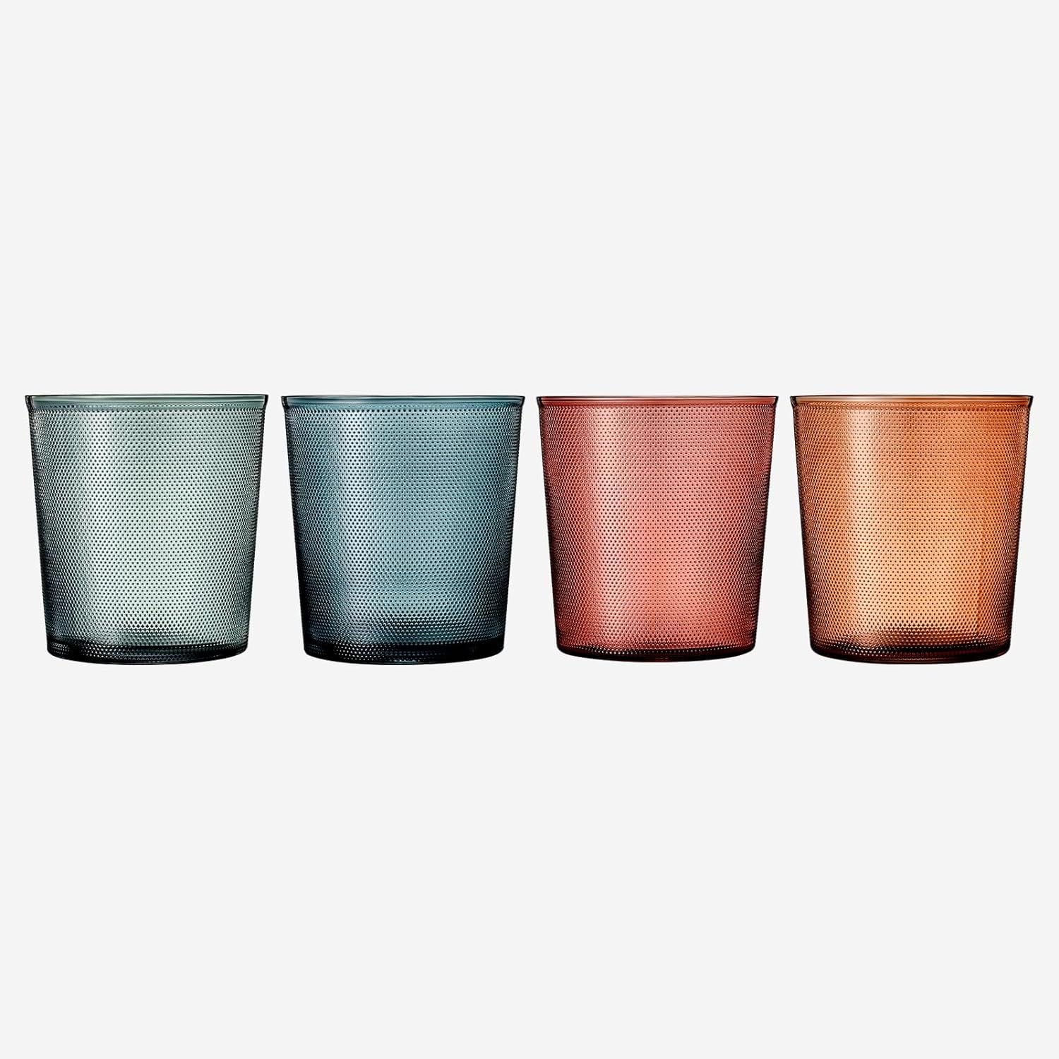Textured Tumbler Drinking Glasses | Set of 4 | Muted Color, Vintage Pattern 12 OZ Muted Design Wh... | Amazon (US)