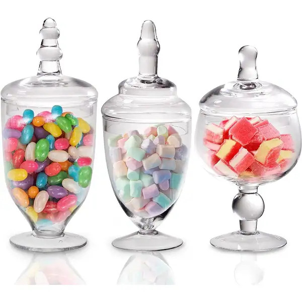 Palais Glassware Clear Glass Apothecary Jars - Set of 3 - Wedding Candy Buffet Containers | Bed Bath & Beyond