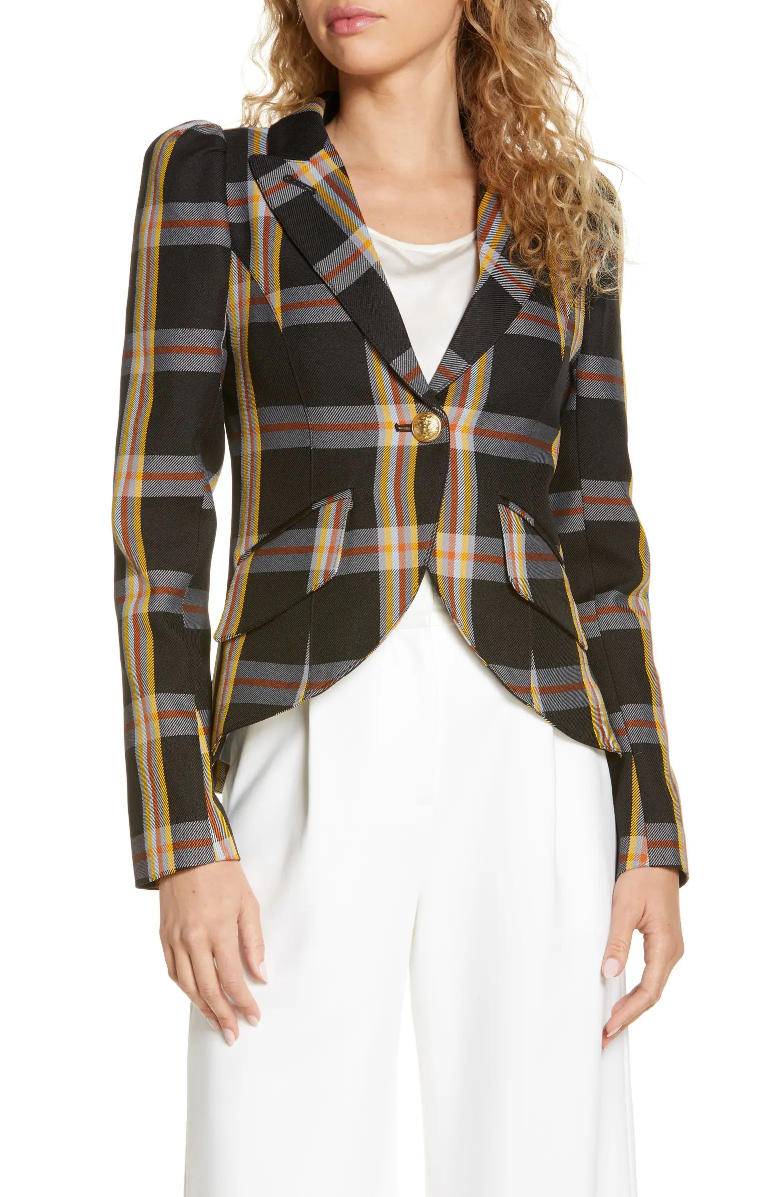 Smythe Plaid Puff Sleeve Recycled Polyester Blazer | Nordstrom | Nordstrom Canada