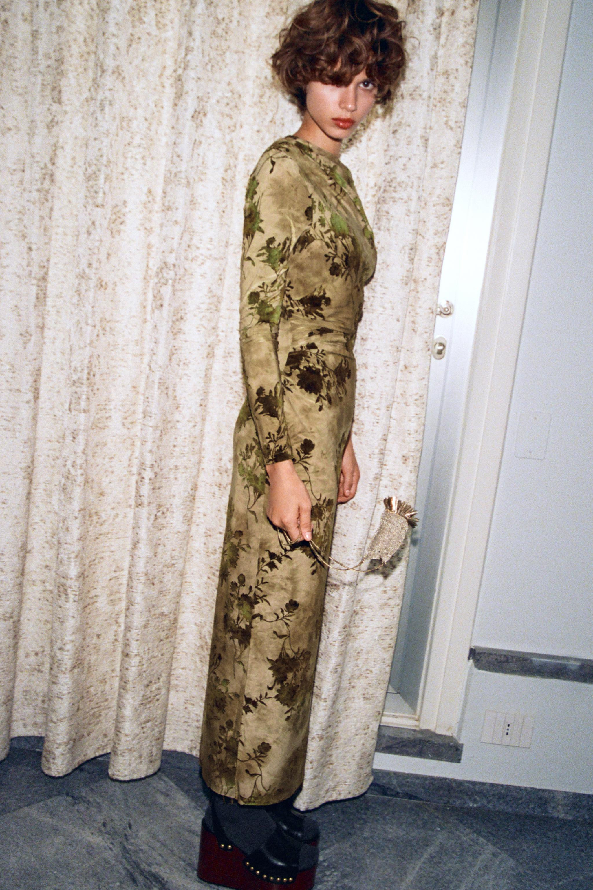 GATHERED FLOCKED DRESS | Zara UK