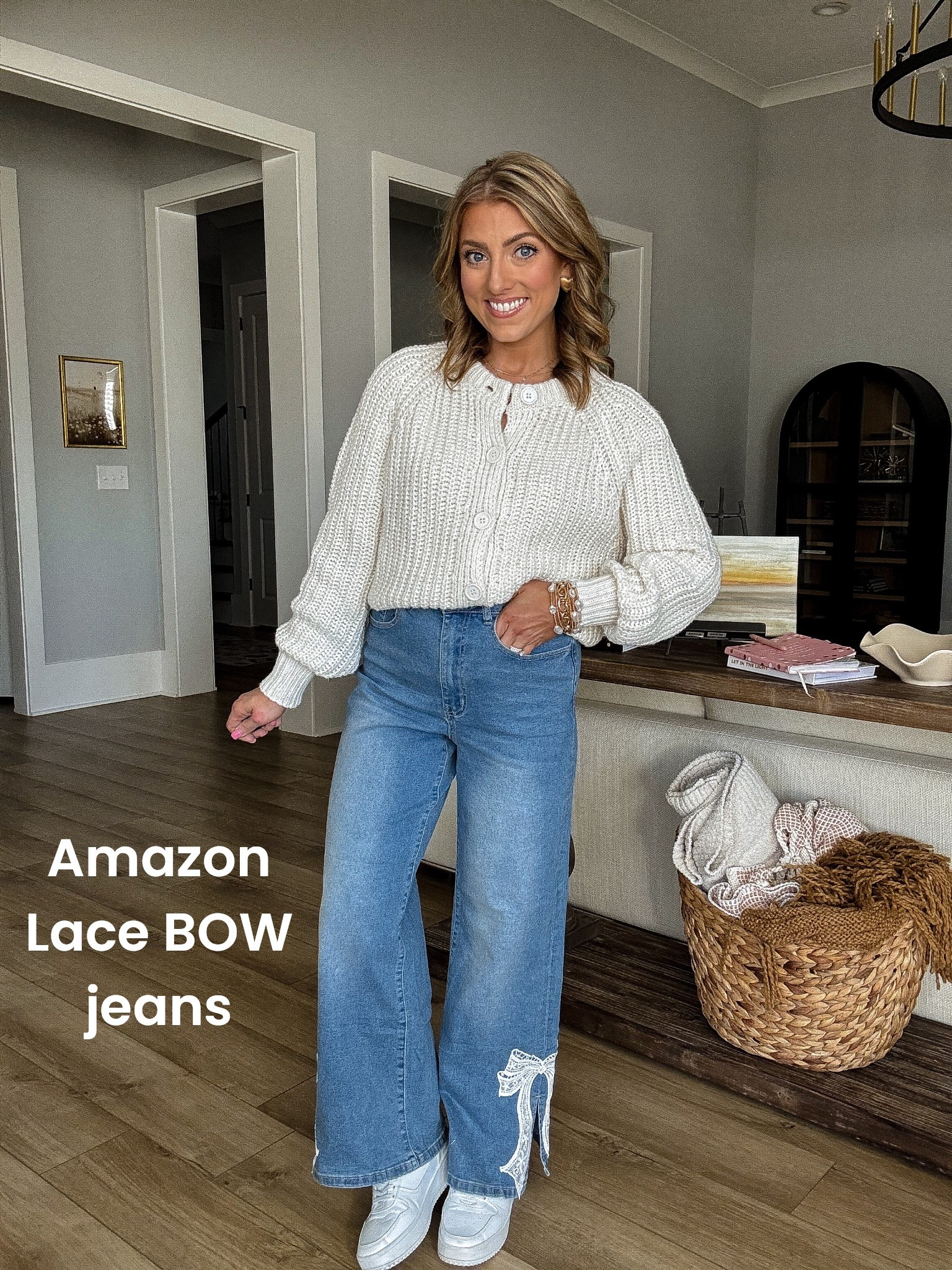 Outfit of the day featuring the cutest new Amazon jeans 🤍 These side bow detail jeans are SUCH a fun statement while still being incredibly comfortable. The fit is flattering, soft, and easy to wear all day — I’m honestly obsessed 🎀

I paired them with a cozy Amazon sweater for a casual, polished look and finished it off with my go-to Walmart sneakers for comfort. This outfit is perfect for everyday wear, school drop-off, errands, coffee dates, or just feeling cute but comfy ✨

All pieces are affordable, easy to style, and linked for you 💫

#AmazonFashion #AmazonFinds #AmazonStyle #AmazonOOTD #BowDetail #StatementJeans #WideLegJeans #EverydayOutfit #CasualChic #ComfortableStyle #AffordableFashion #WalmartFashion #WalmartSneakers #NeutralOutfit #OOTDStyle #WomenOwnedStyle #MomStyle #StyleInspo