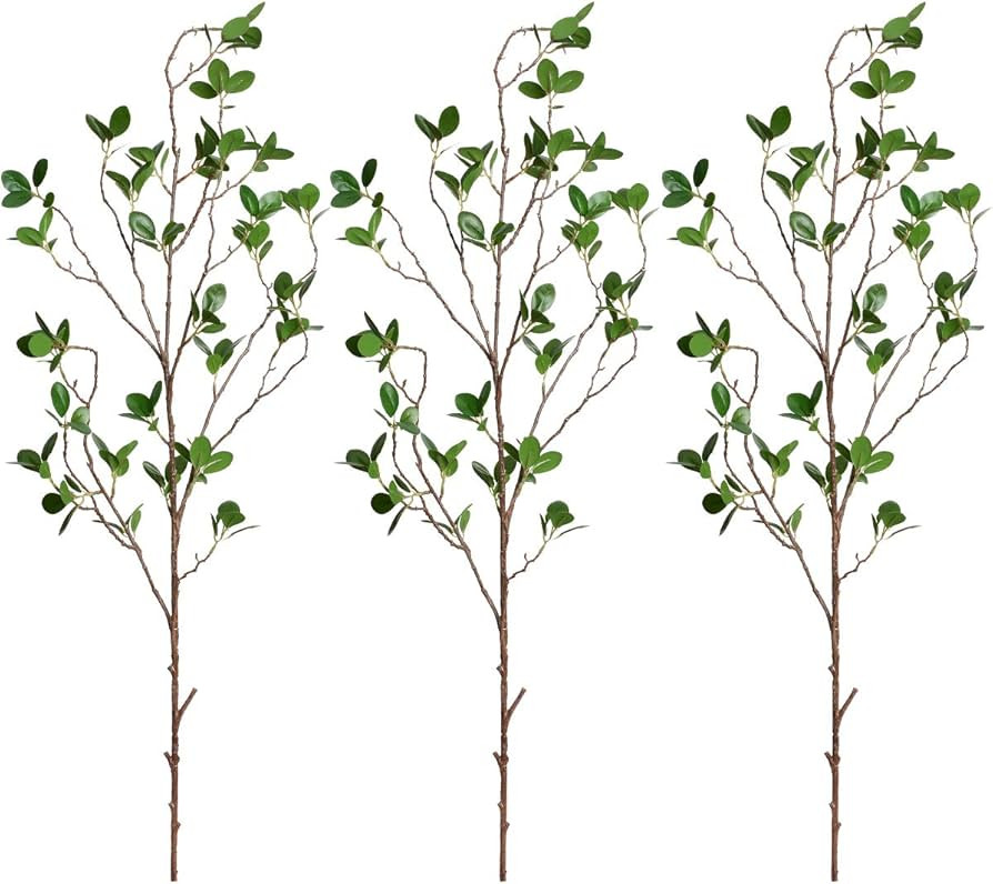 MARTINE MALL 3pcs Artificial Eucalyptus Green Branches Artificial Ficus Branches Leaf Spray Faux ... | Amazon (US)