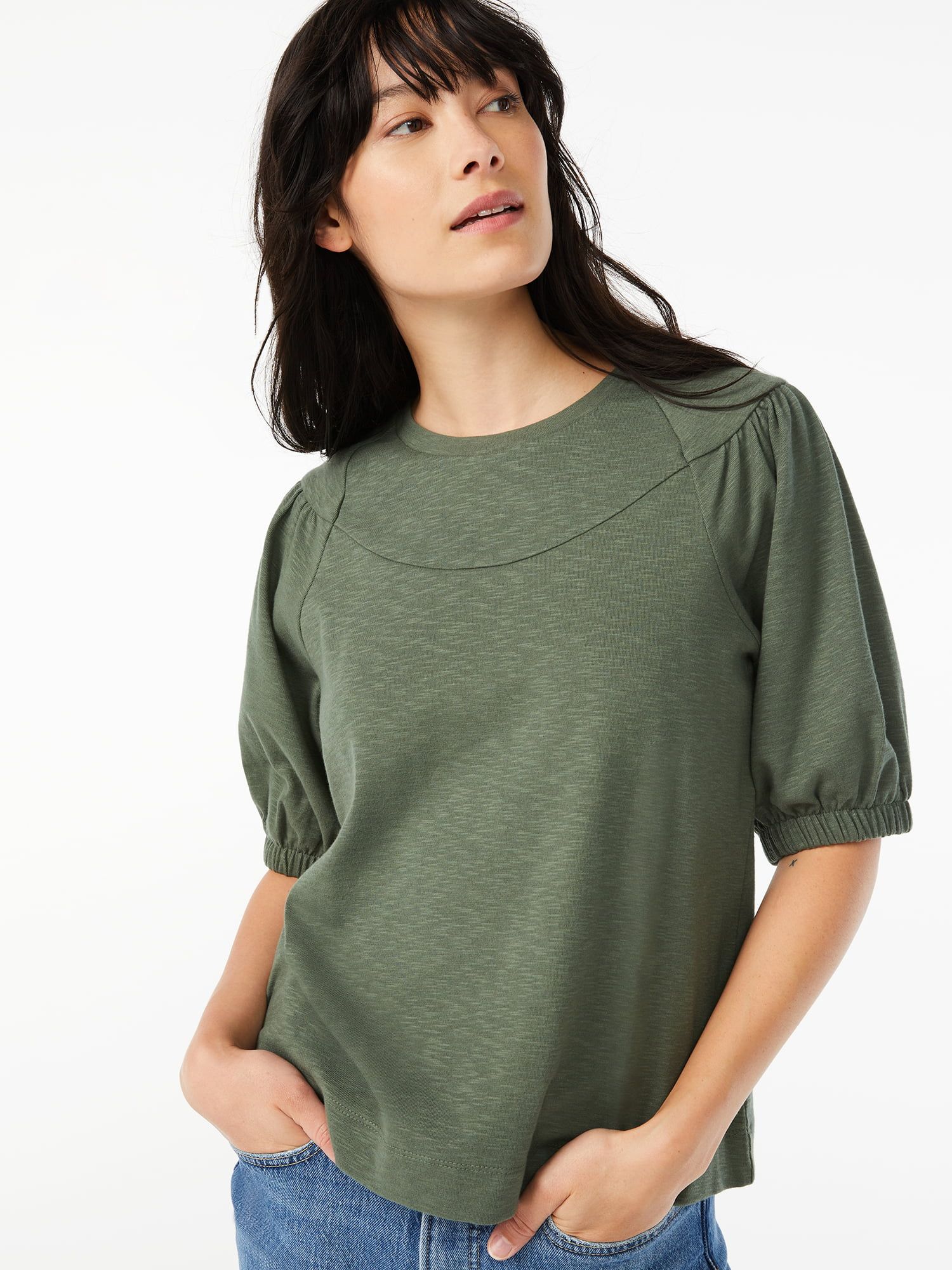 Free Assembly Women's Puff Sleeve T-Shirt - Walmart.com | Walmart (US)