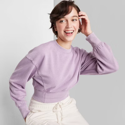 Women's Cropped Crewneck Pullover Sweatshirt - Wild Fable™ | Target