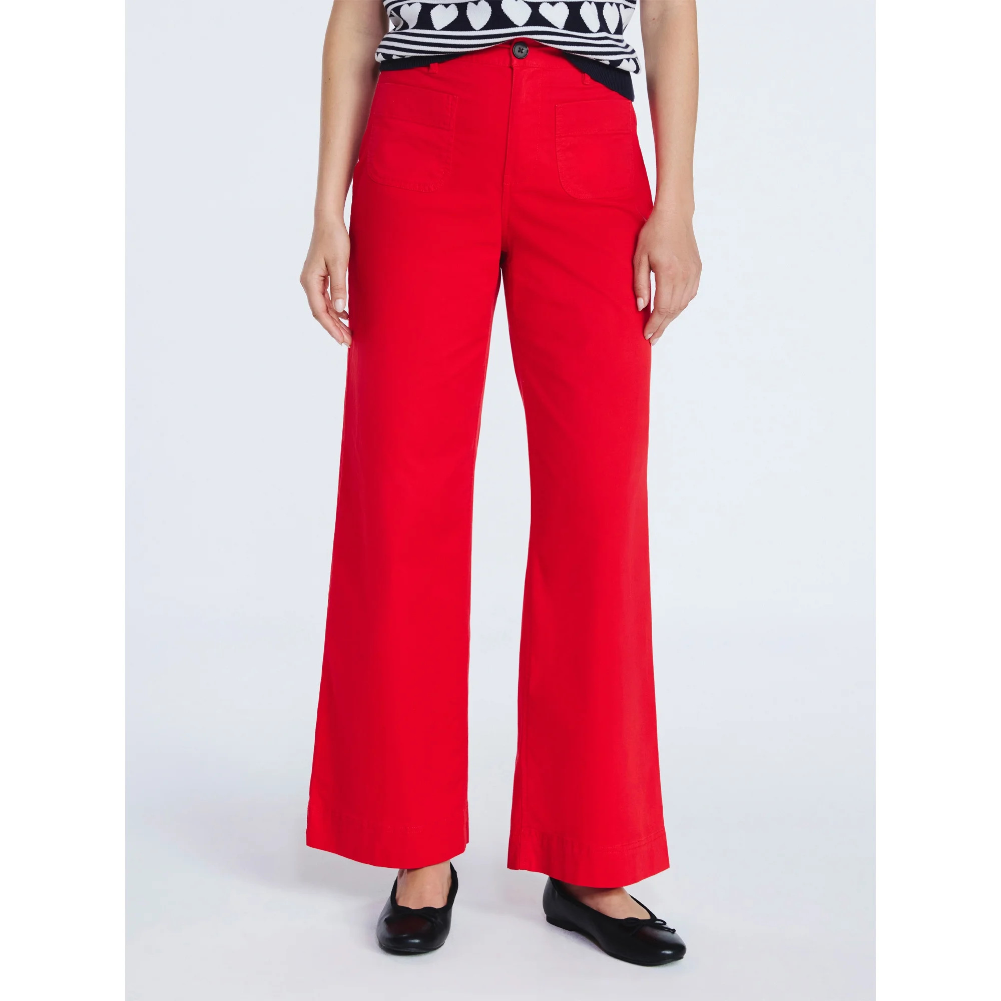 Free Assembly Women's and Women's Plus Patch Pocket Wide Leg Pants, 30”, 32” and 34” Inseam... | Walmart (US)