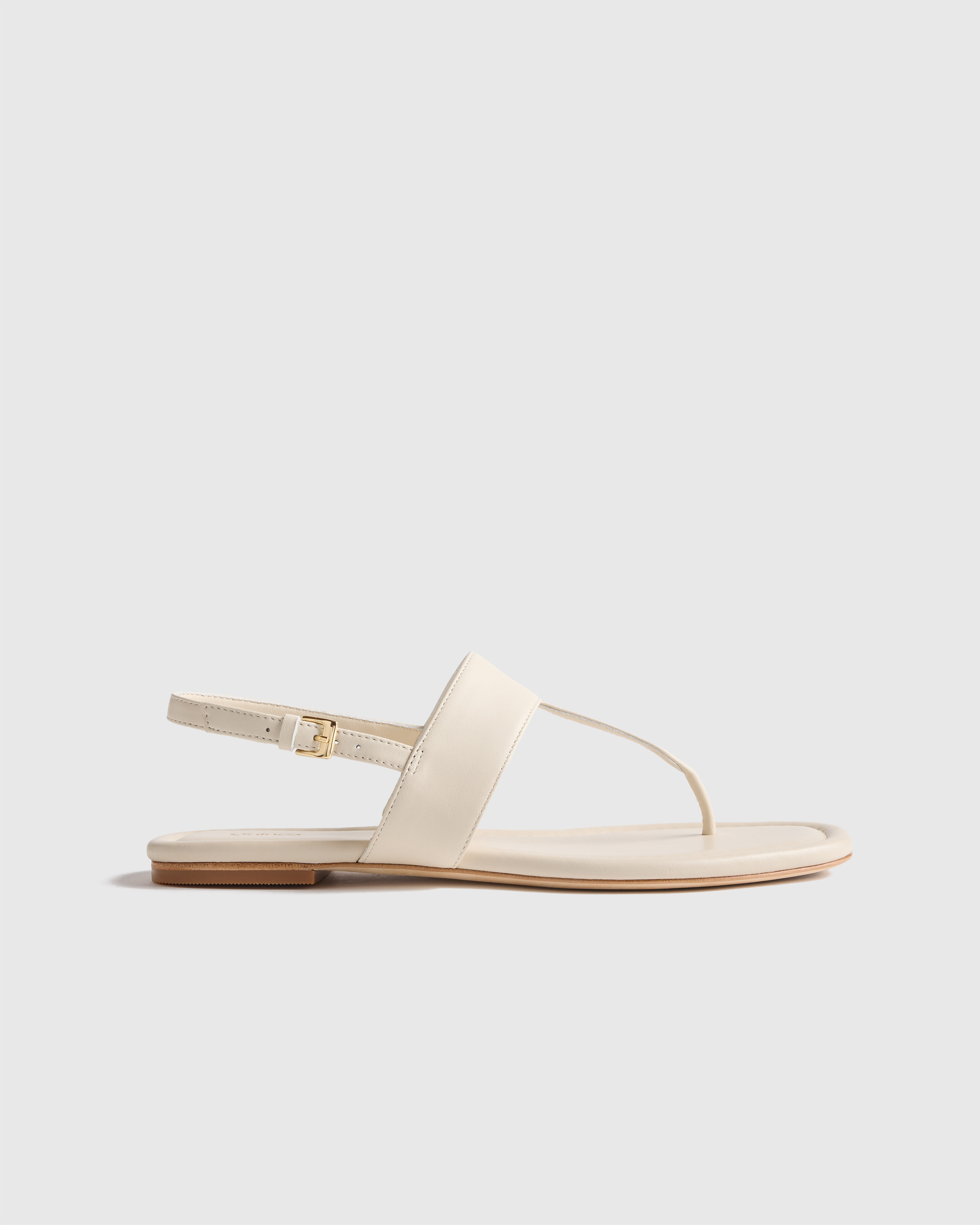 Quince | Women's Italian Leather T-Strap Sandal in Bone, Size 10 | Quince