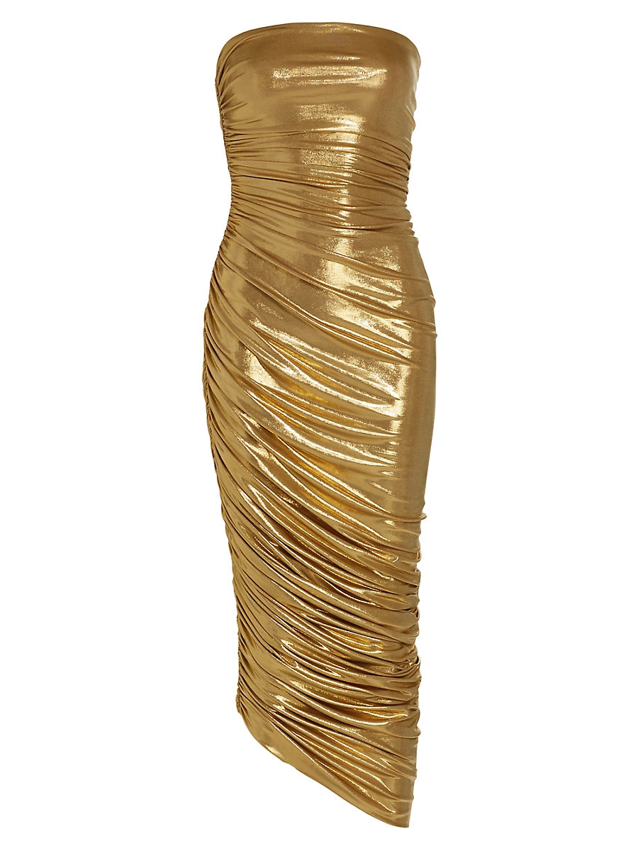 Women's Diana Metallic Ruched Strapless Gown - Gold - Size Small | Saks Fifth Avenue