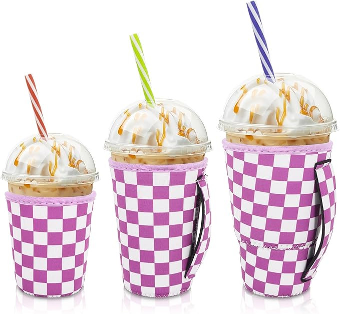 Iced Coffee Sleeve Insulator Sleeves for Cold Drinks Beverages, 3 Pack Reusable Neoprene Cup Slee... | Amazon (US)