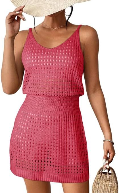 Dokotoo Summer Crochet Hollow Out Knit Beach Bathing suit Swim Cover Ups Cruise Outfits Vacation ... | Amazon (US)