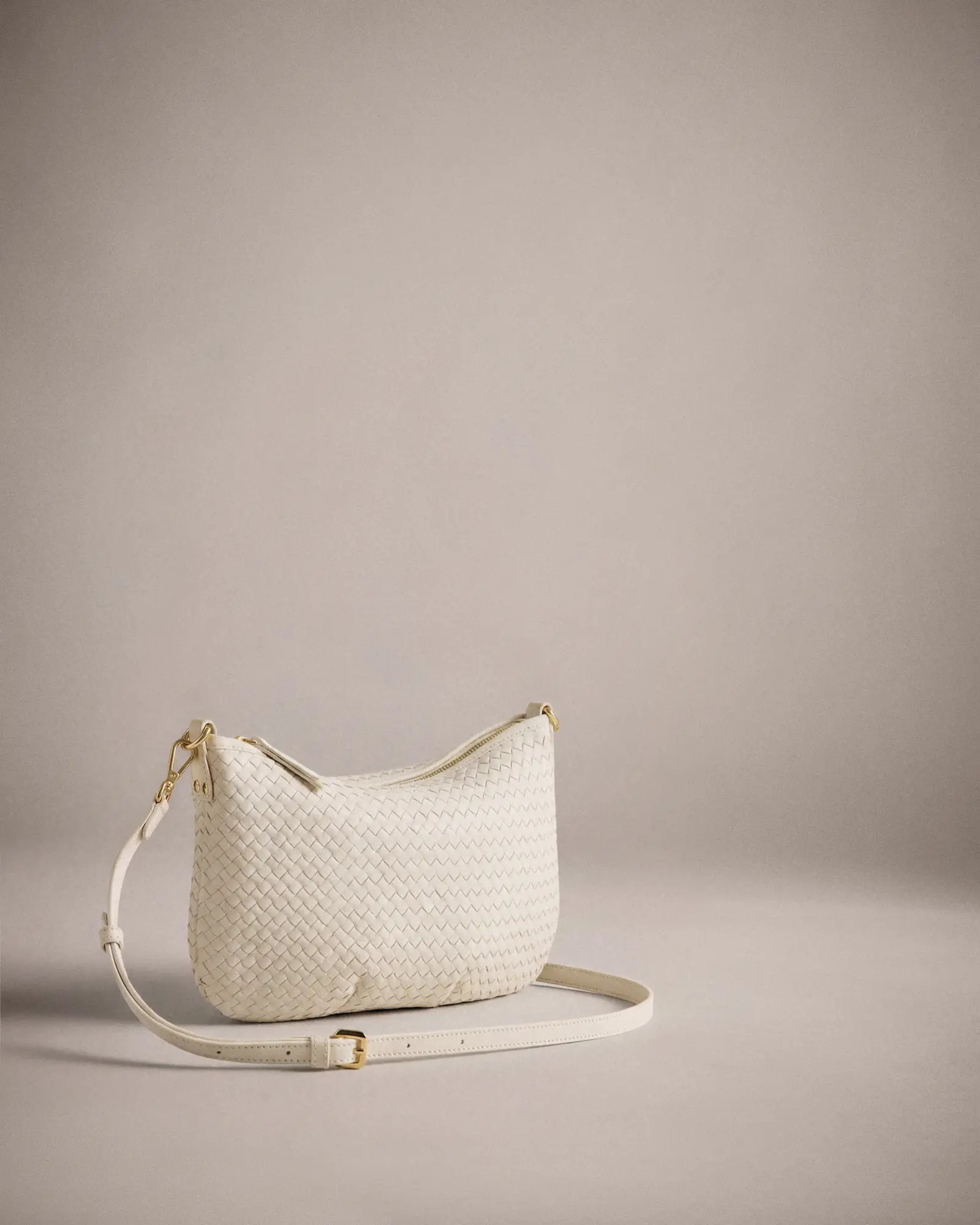 Italian Handwoven Leather Mini Shoulder Bag in Bone | Quince