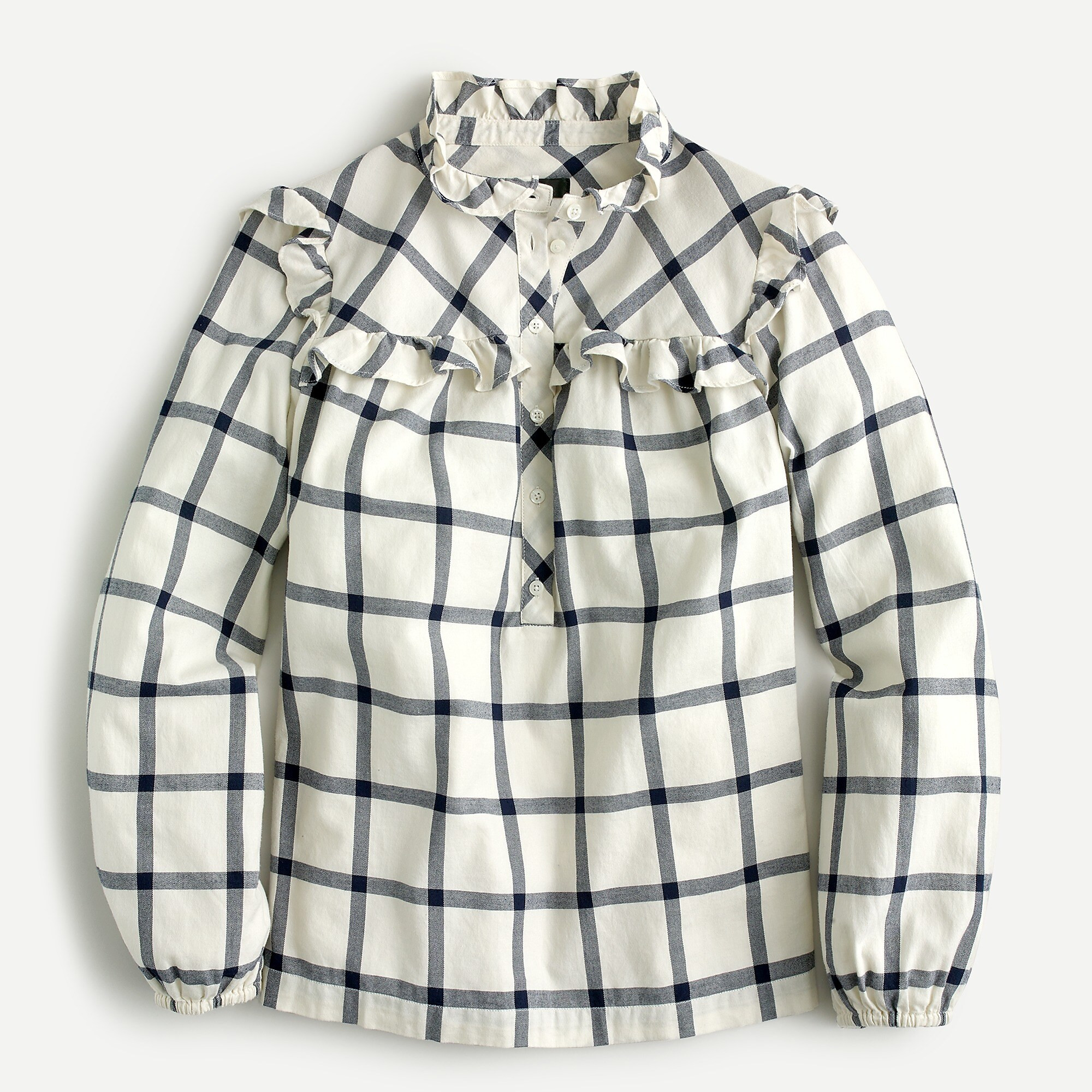Ruffle popover top in flannel | J. Crew US