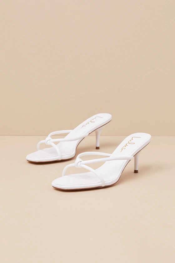 Victoire White Knotted Strappy High Heel Slide Sandals | Lulus