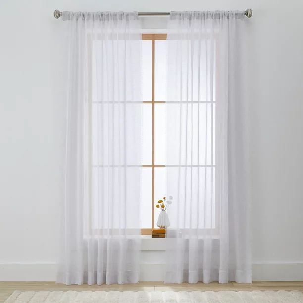 Better Homes & Gardens Solid Fringe 84"Single Curtain Panel Cream, Poly, Linen, Rod Pocket, Sheer | Walmart (US)