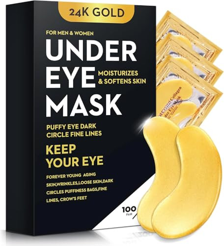 200Pcs/100 Pair Under Eye Patches Gold for Dark Circles, Puffy Eyes, and Wrinkles, 24K Gold Eye Mask for Face, Eye Cream for Men and Women | Amazon (US)